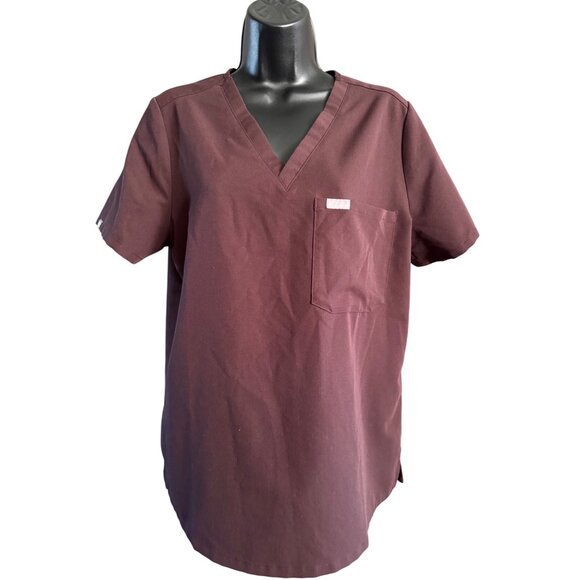 Figs Womens Scrub Top M Catarina One Pocket Brown - Picture 1 of 7